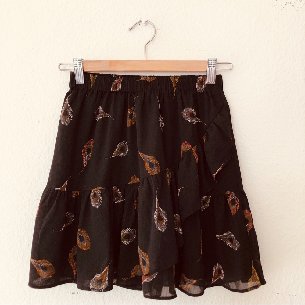 Madewell Feather Pattern Ruffle Mini Skirt